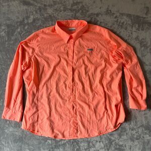 Columbia Omni-Shade Sun Protection PFG Vented-Back Coral 3XL Button-up Shirt B&T